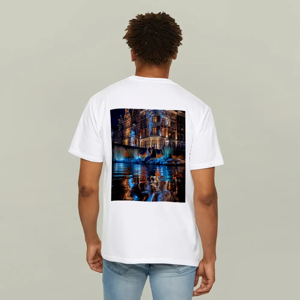 Couple by Amsterdam Canal at Night – T-Shirts