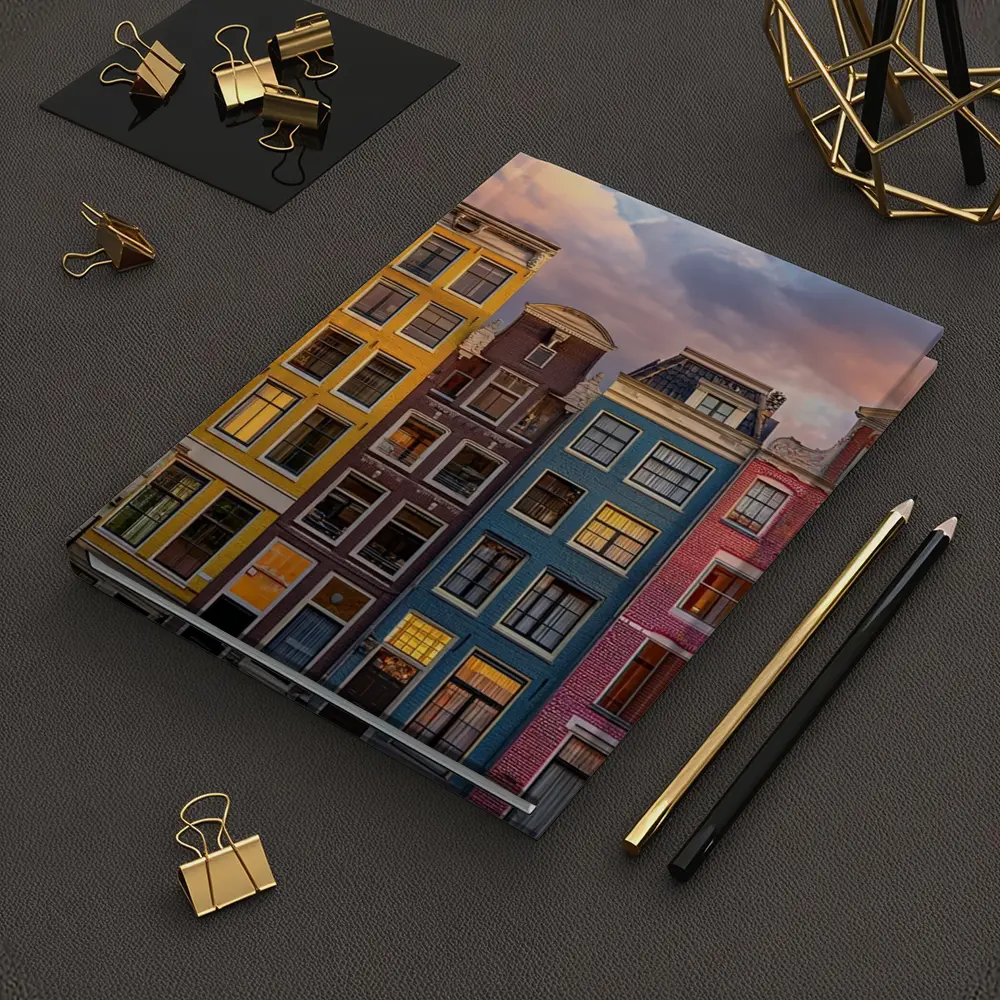 Amsterdam Canal Houses Colorful Sunset Sky – Notebooks