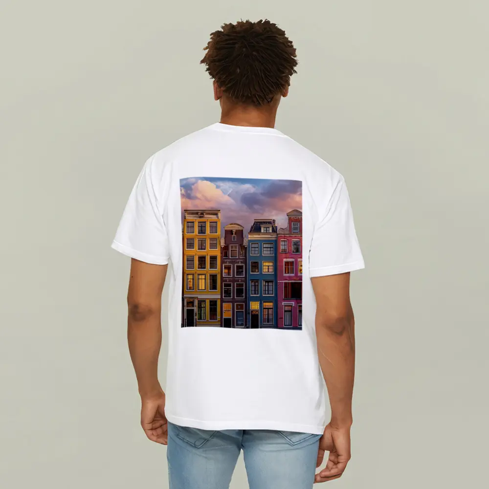 Amsterdam Canal Houses Colorful Sunset Sky – T-Shirts
