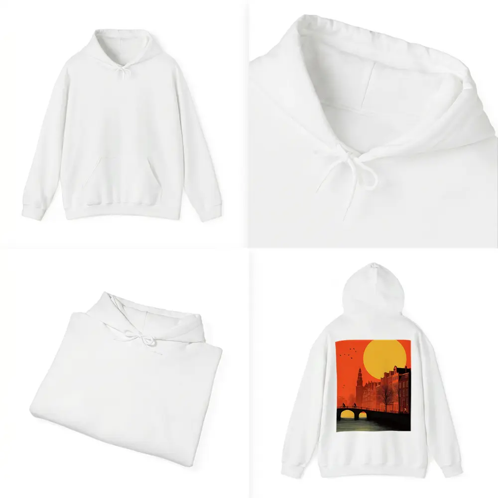 Amsterdam Canal Sunset Retro Minimal Art – Hoodies