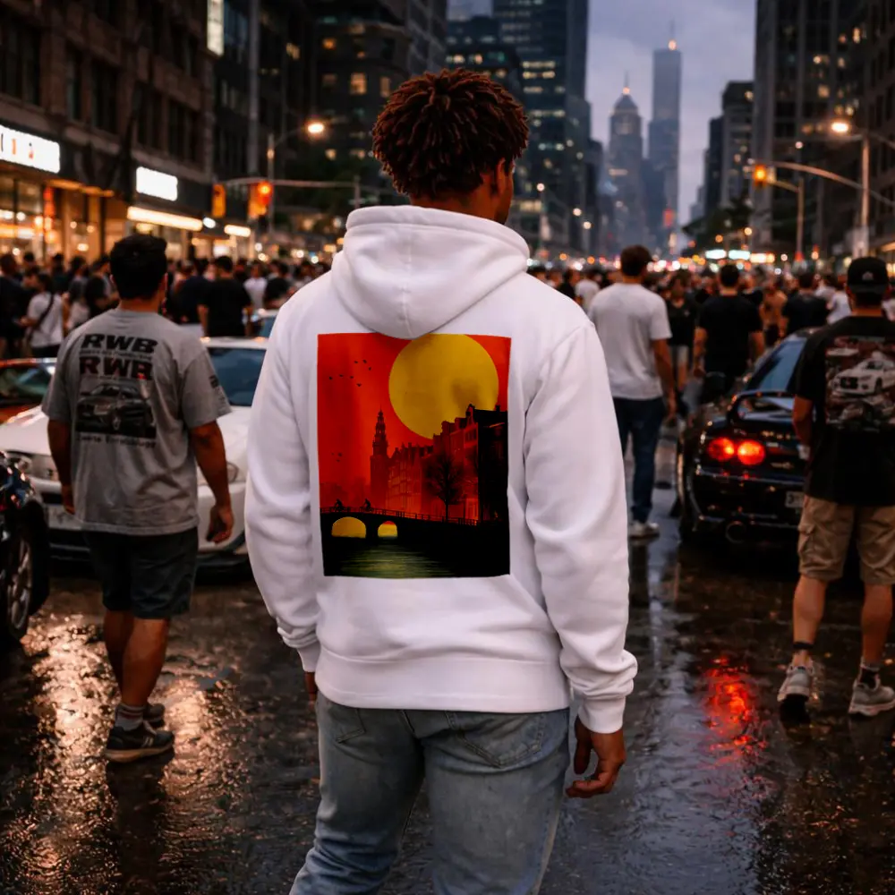 Amsterdam Canal Sunset Retro Minimal Art – Hoodies