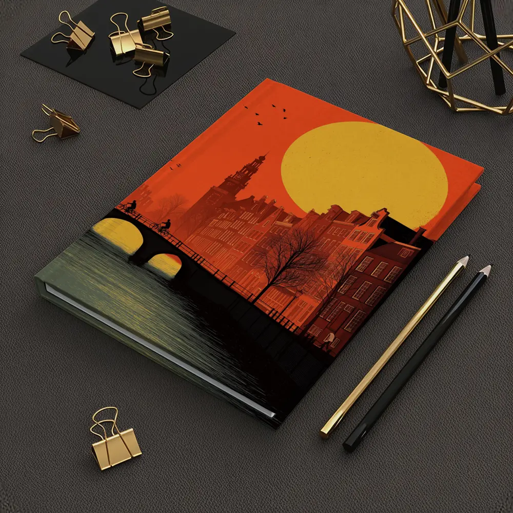 Amsterdam Canal Sunset Retro Minimal Art – Notebooks