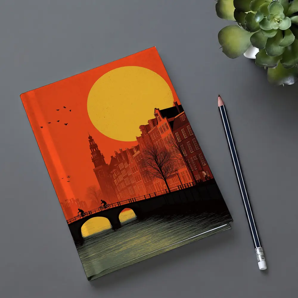Amsterdam Canal Sunset Retro Minimal Art – Notebooks