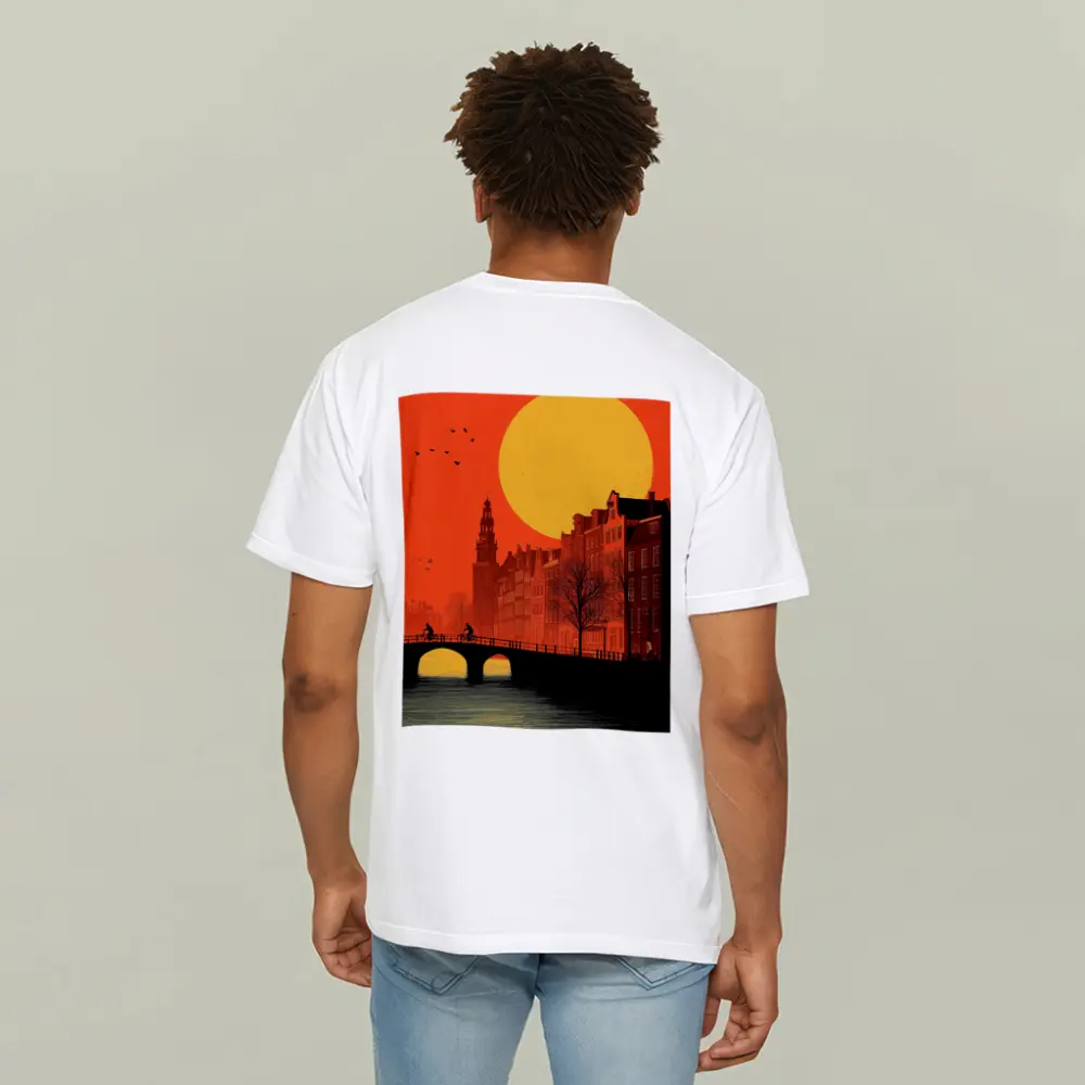 Amsterdam Canal Sunset Retro Minimal Art – T-Shirts
