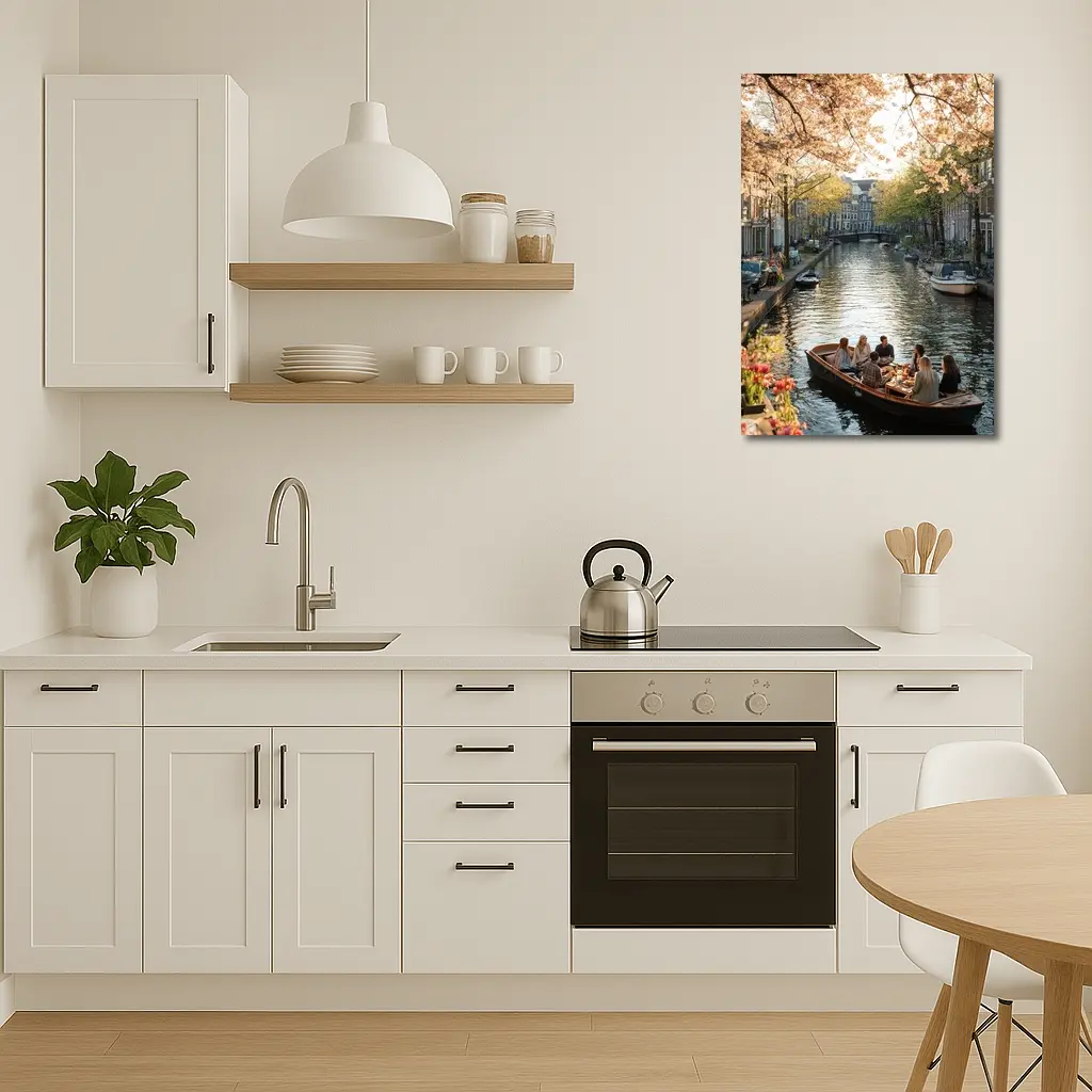 Amsterdam Canal Boat Spring Cherry Blossoms – Wall Art