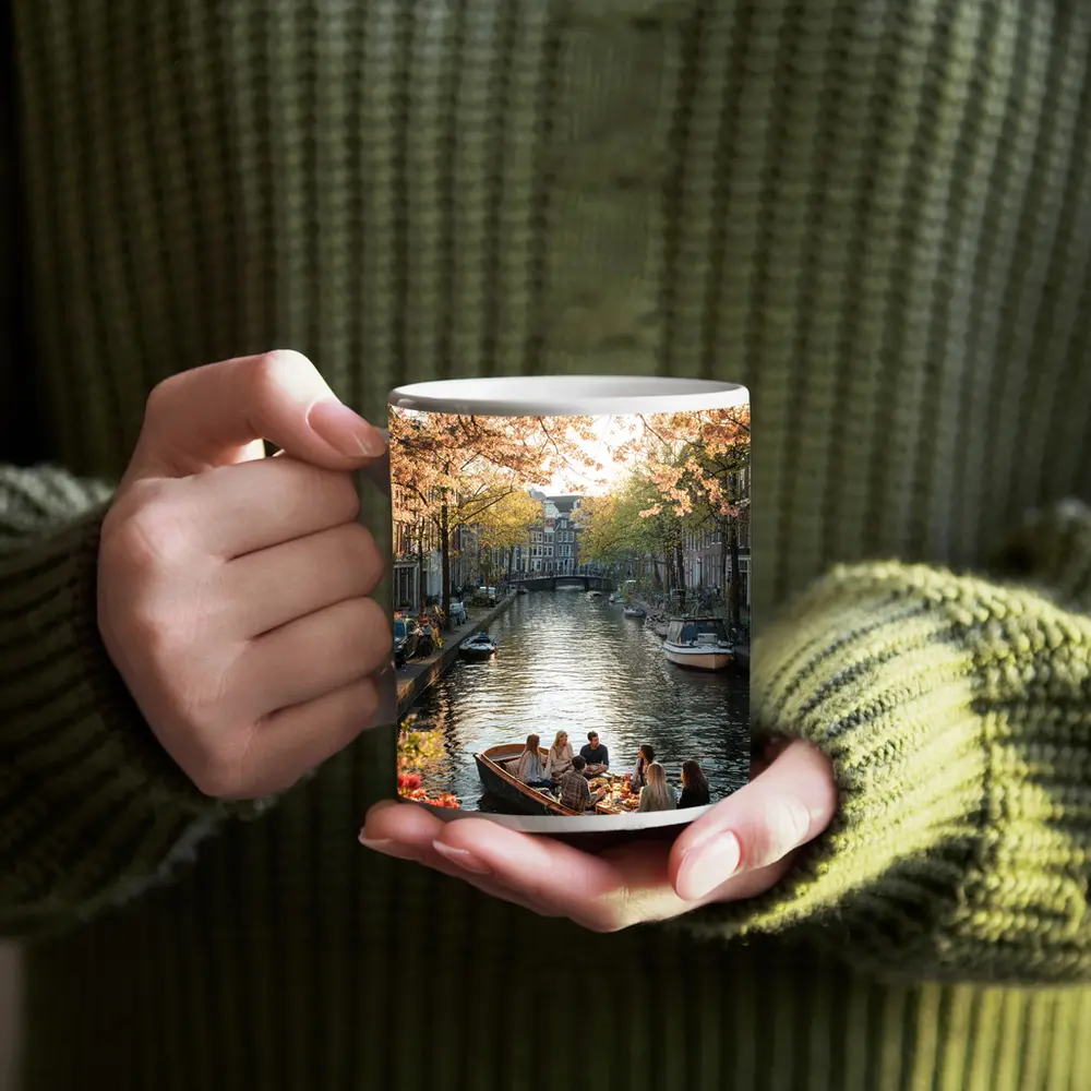 Amsterdam Canal Boat Spring Cherry Blossoms – Mugs