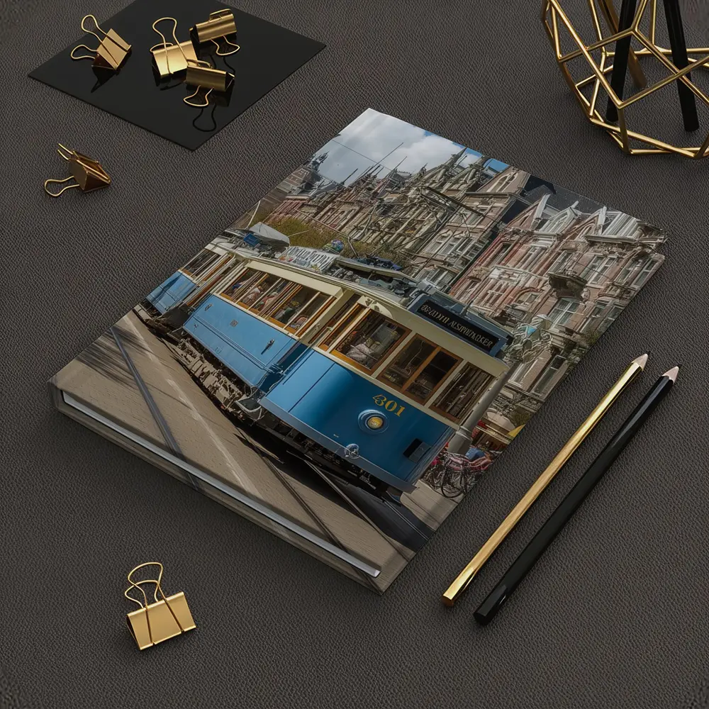 Blue Tram Amsterdam Street Classic Architecture – Notebooks
