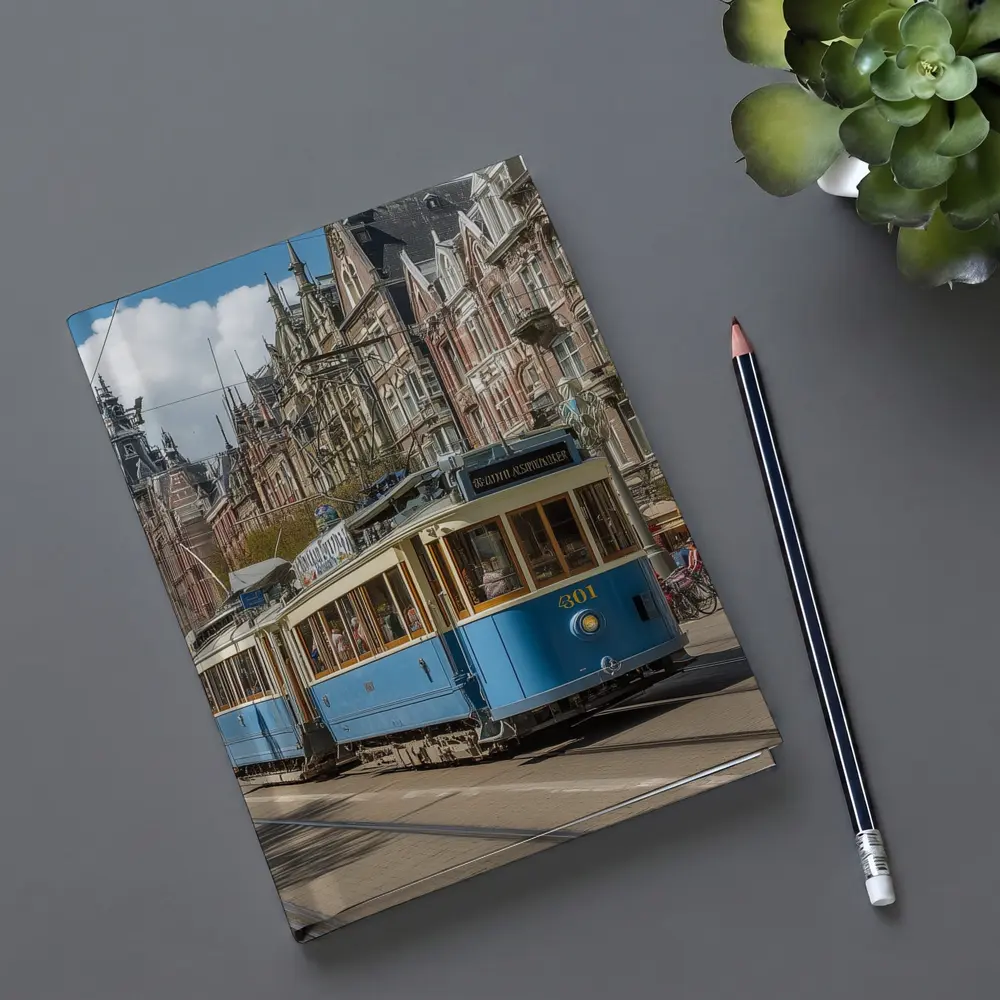 Blue Tram Amsterdam Street Classic Architecture – Notebooks