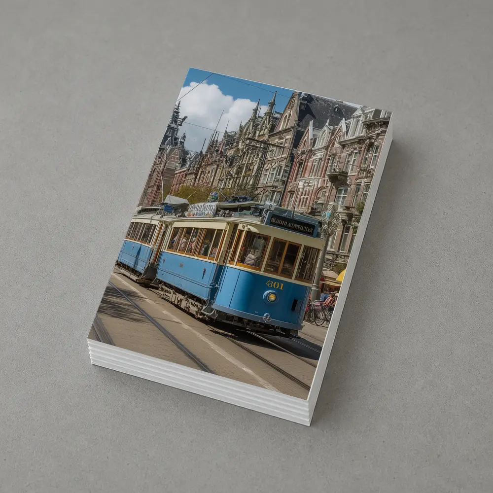Blue Tram Amsterdam Street Classic Architecture – Postcards