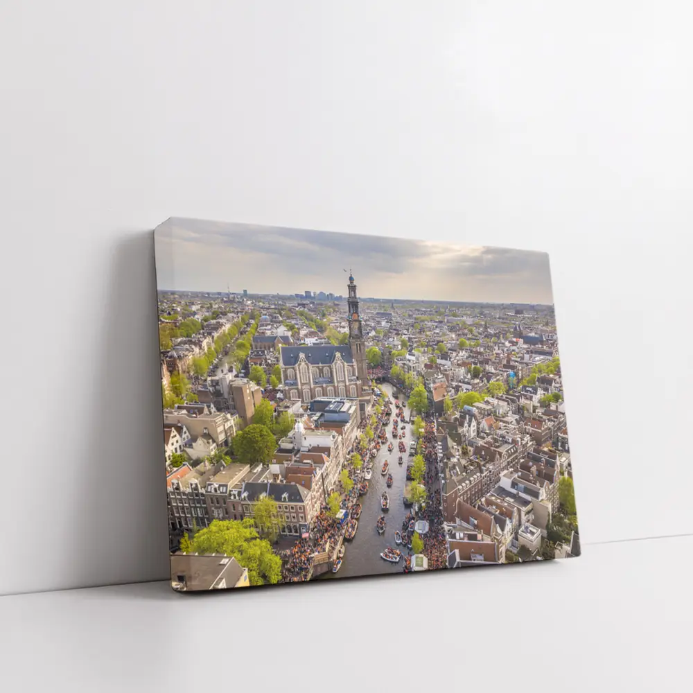 Amsterdam Canal Aerial View Westerkerk City – Wall Art