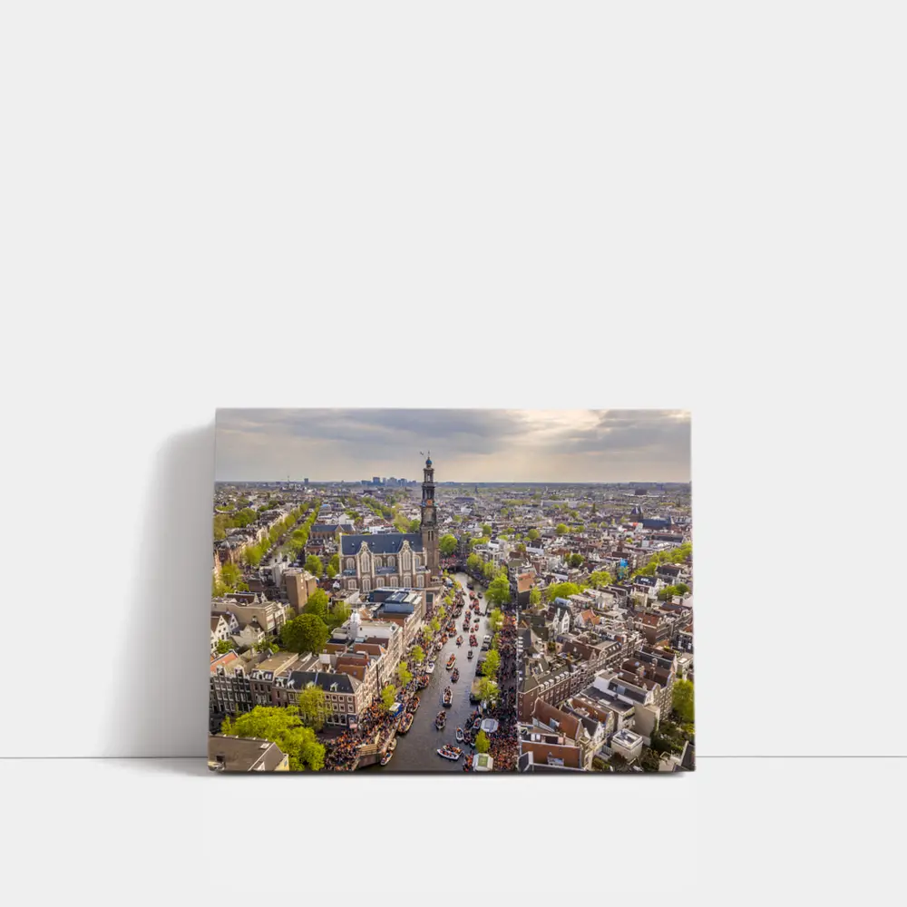 Amsterdam Canal Aerial View Westerkerk City – Wall Art