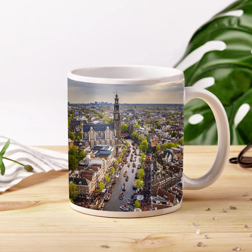 Amsterdam Canal Aerial View Westerkerk City – Mugs