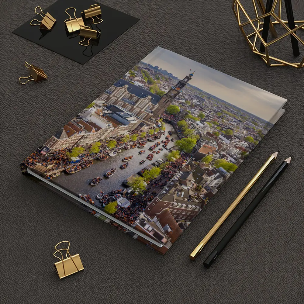 Amsterdam Canal Aerial View Westerkerk City – Notebooks