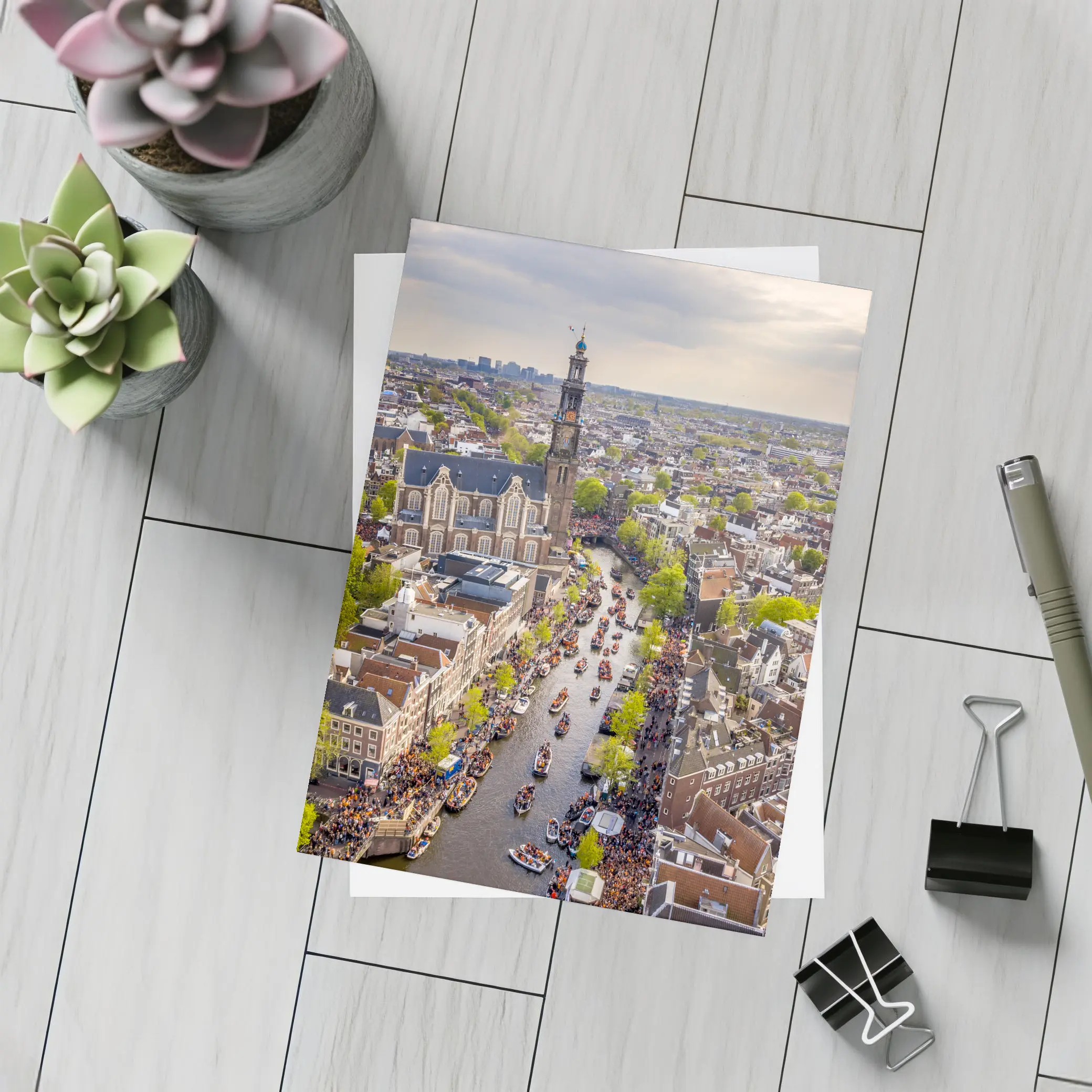 Amsterdam Canal Aerial View Westerkerk City – Postcards
