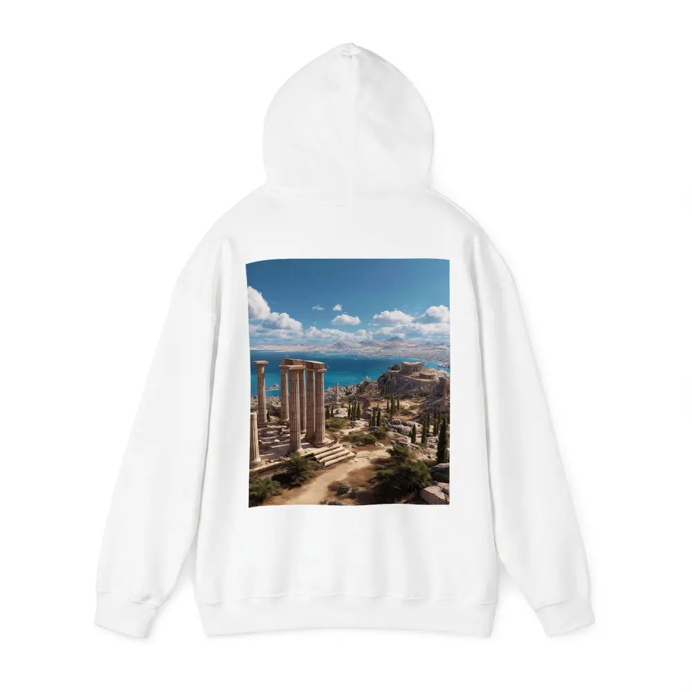 Ancient Greek Ruins Overlooking Blue Sea – Hoodies