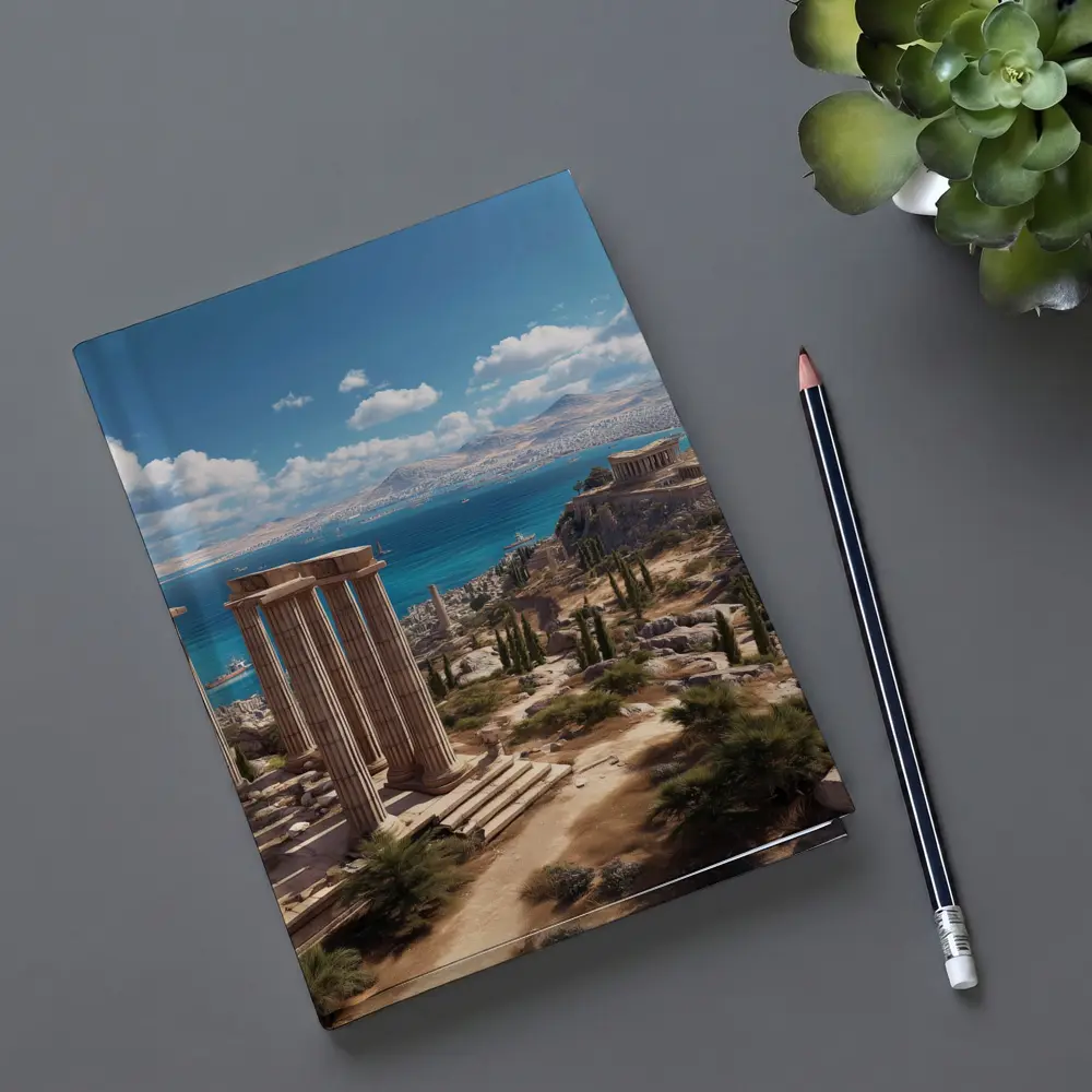 Ancient Greek Ruins Overlooking Blue Sea – Notebooks