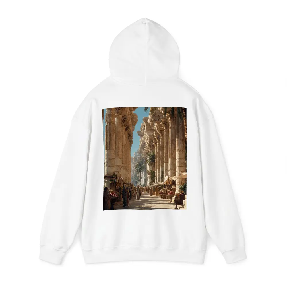 Ancient Roman Colonnade Marketplace With Palm Trees – Hoodies