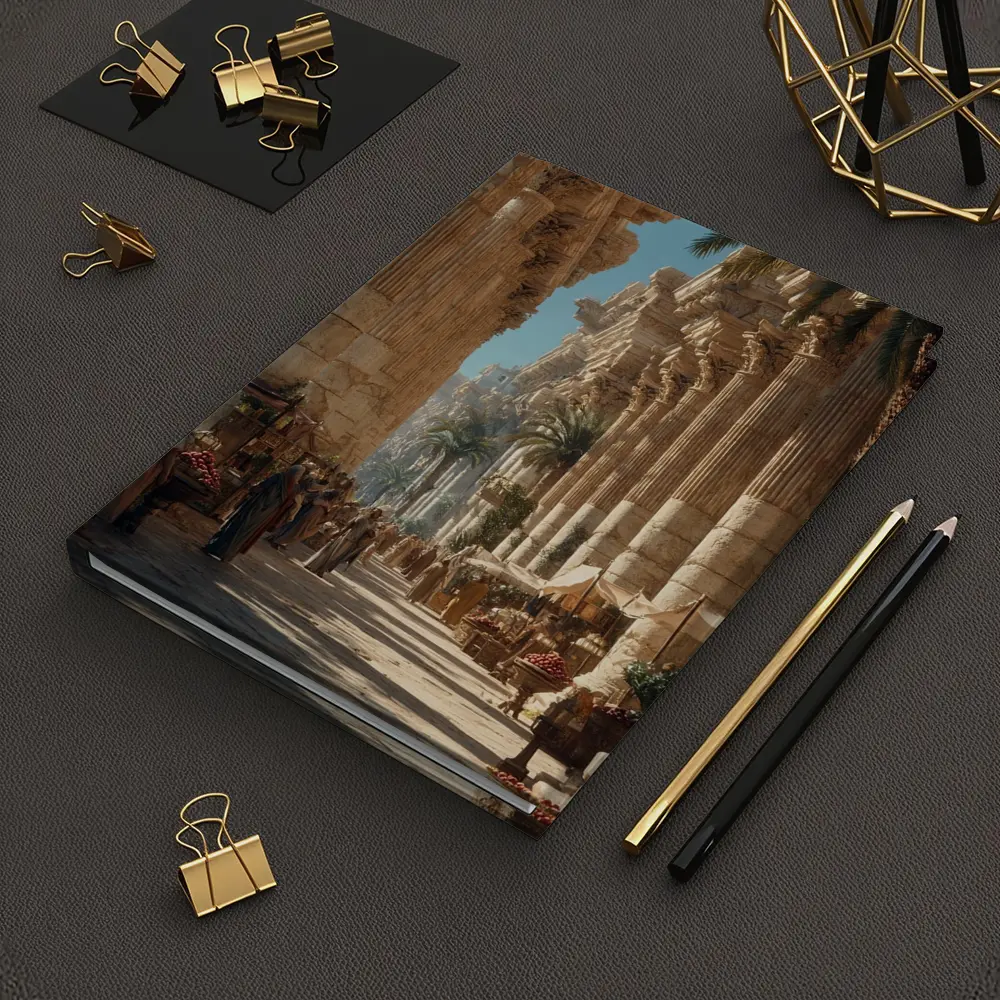 Ancient Roman Colonnade Marketplace With Palm Trees – Notebooks