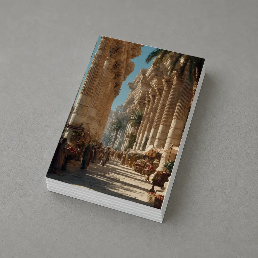 Ancient Roman Colonnade Marketplace With Palm Trees – Postcards