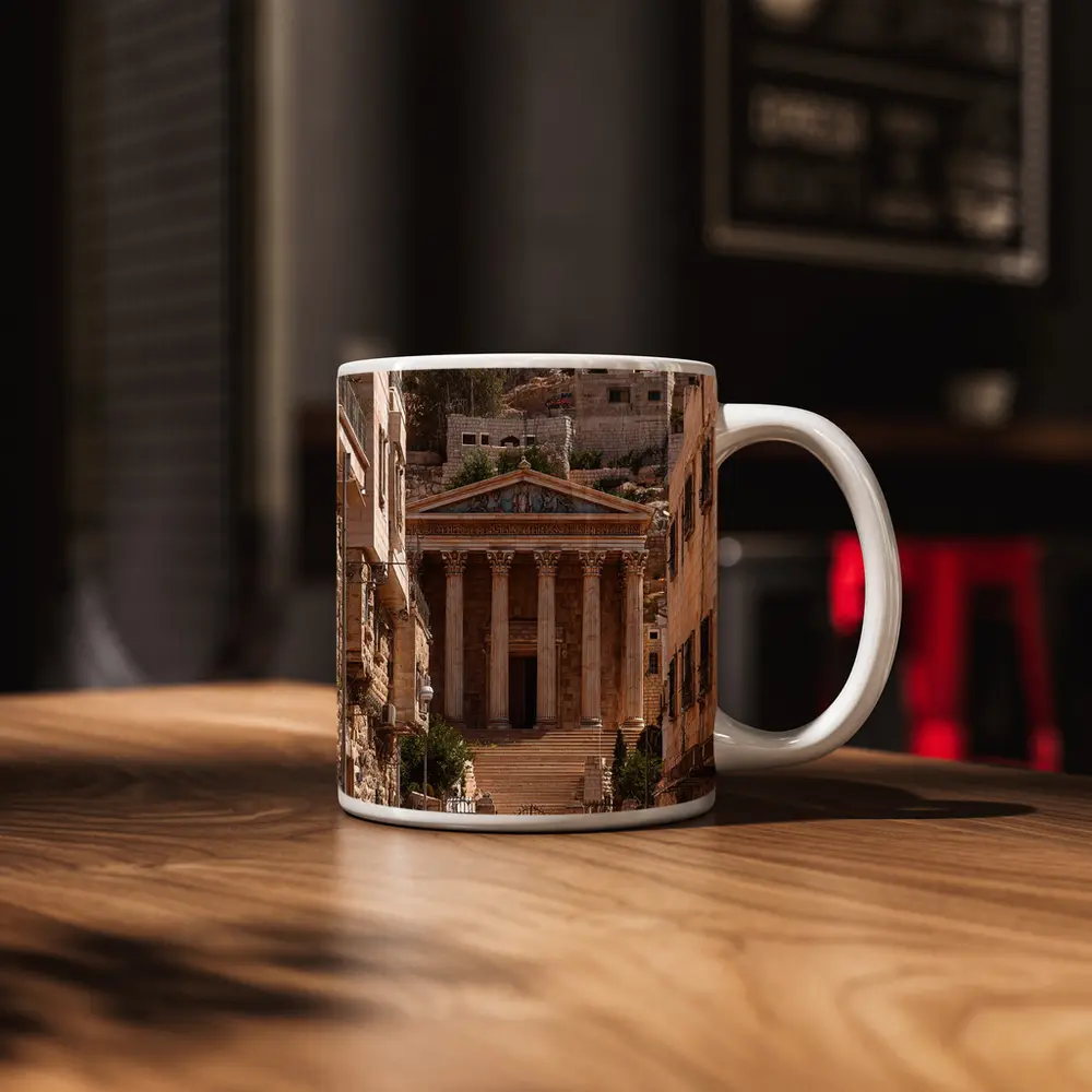 Ancient Roman Temple Amman Jordan Street View – Mugs