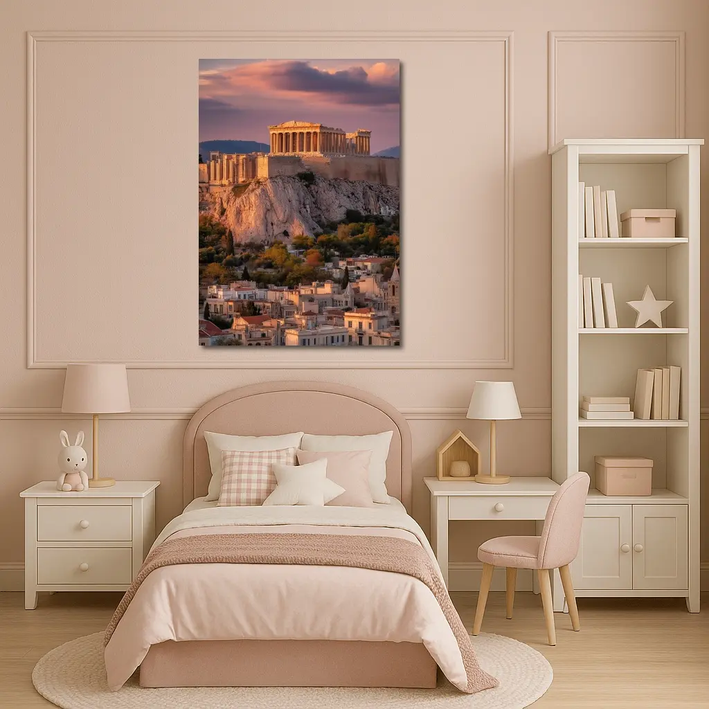 Acropolis Parthenon Athens City Sunset View – Wall Art