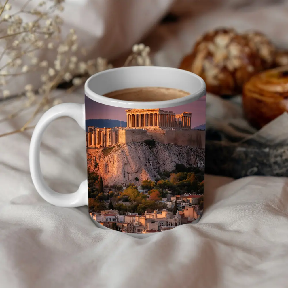 Acropolis Parthenon Athens City Sunset View – Mugs