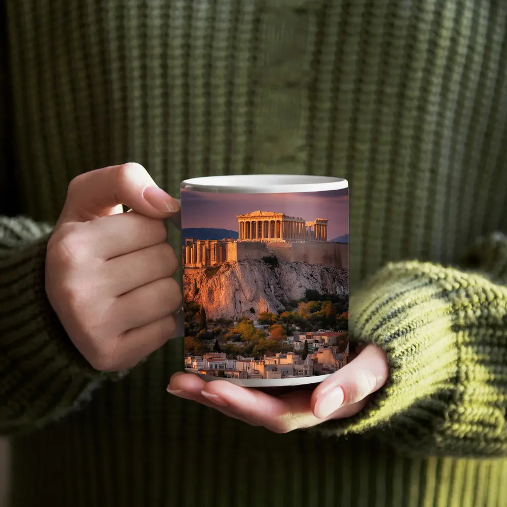 Acropolis Parthenon Athens City Sunset View – Mugs
