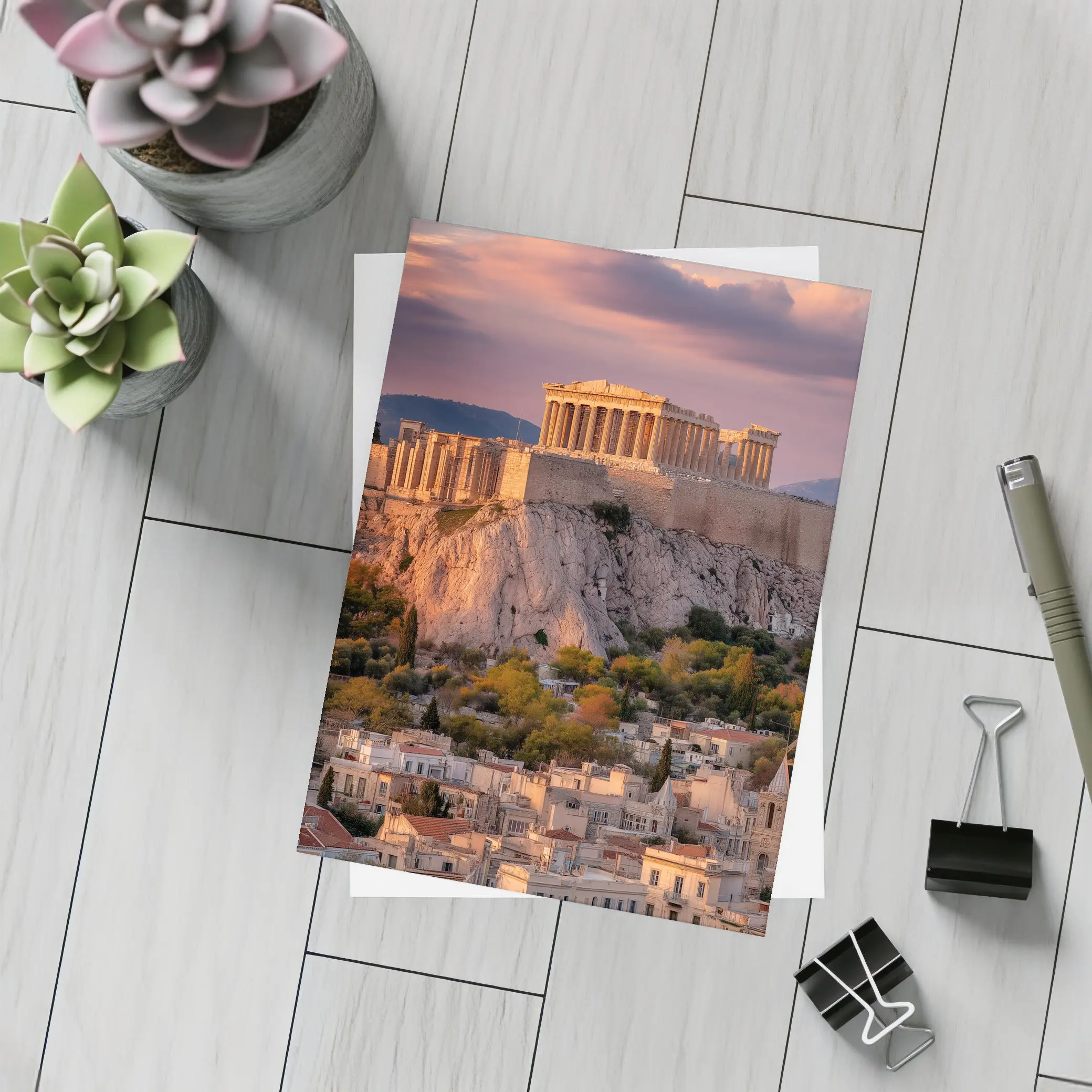 Acropolis Parthenon Athens City Sunset View – Postcards