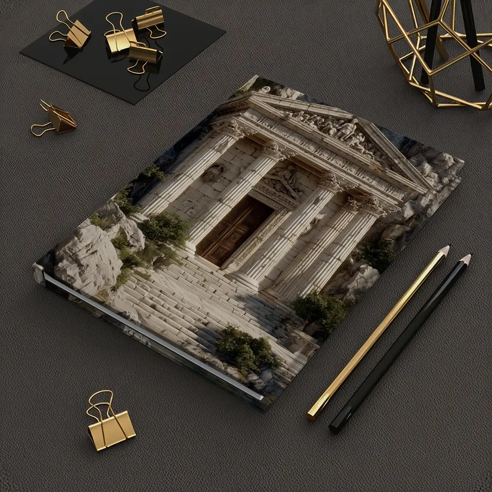 Ancient Greek Temple by Rocky Coastal Waters – Notebooks