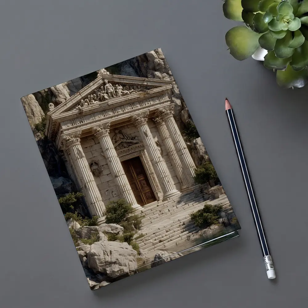 Ancient Greek Temple by Rocky Coastal Waters – Notebooks