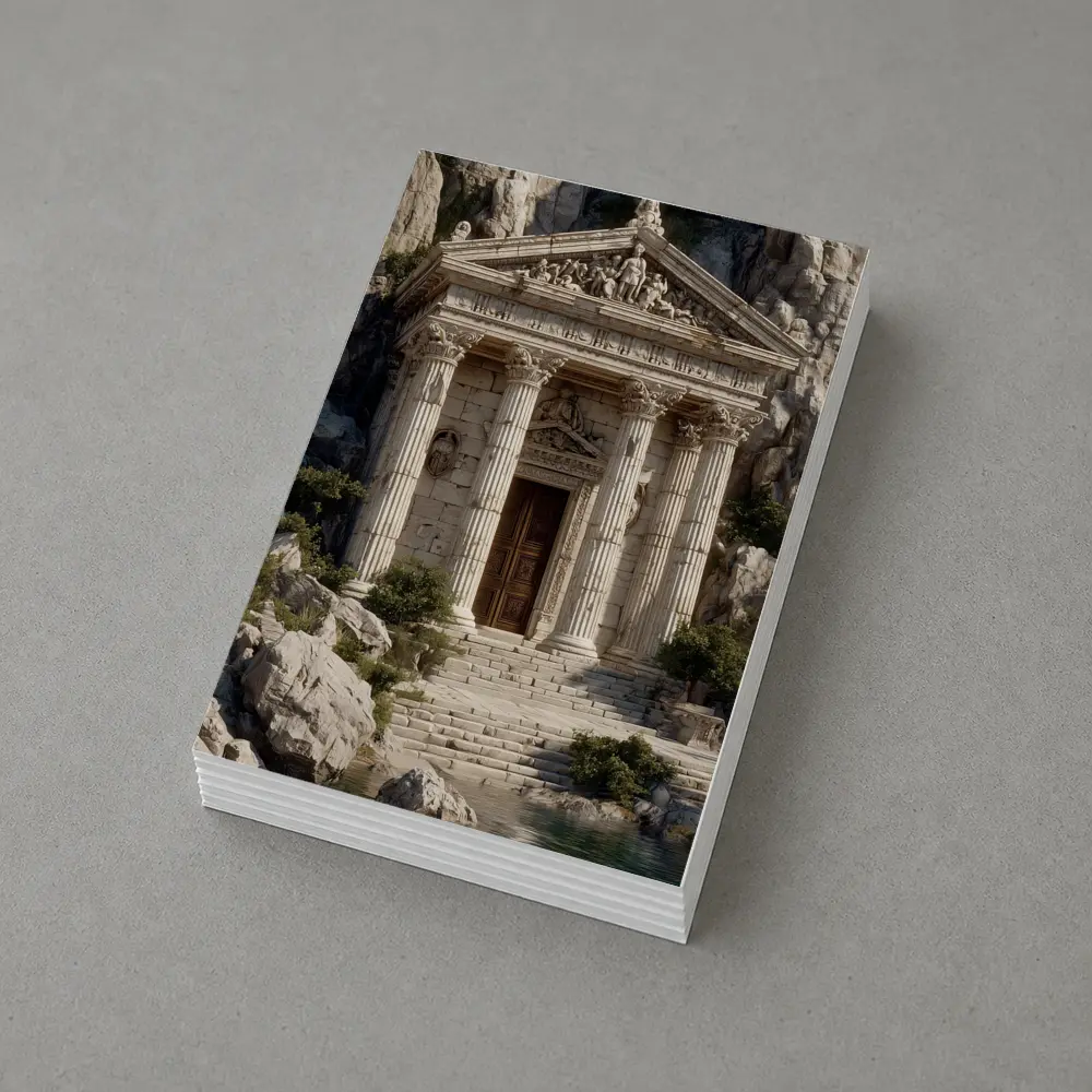Ancient Greek Temple by Rocky Coastal Waters – Postcards