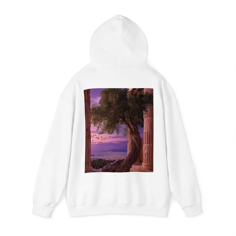 Ancient Greek Temple Olive Tree Purple Sky – Hoodies