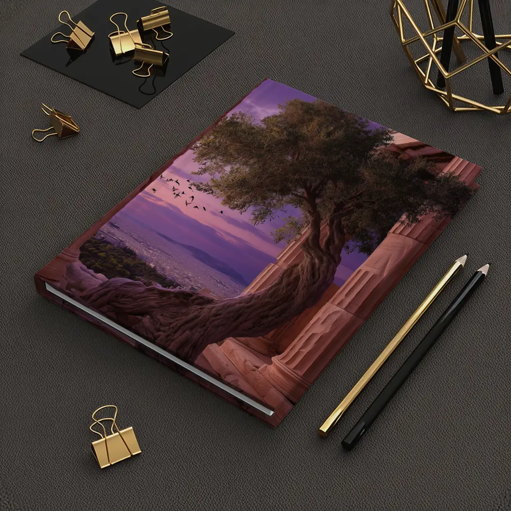 Ancient Greek Temple Olive Tree Purple Sky – Notebooks