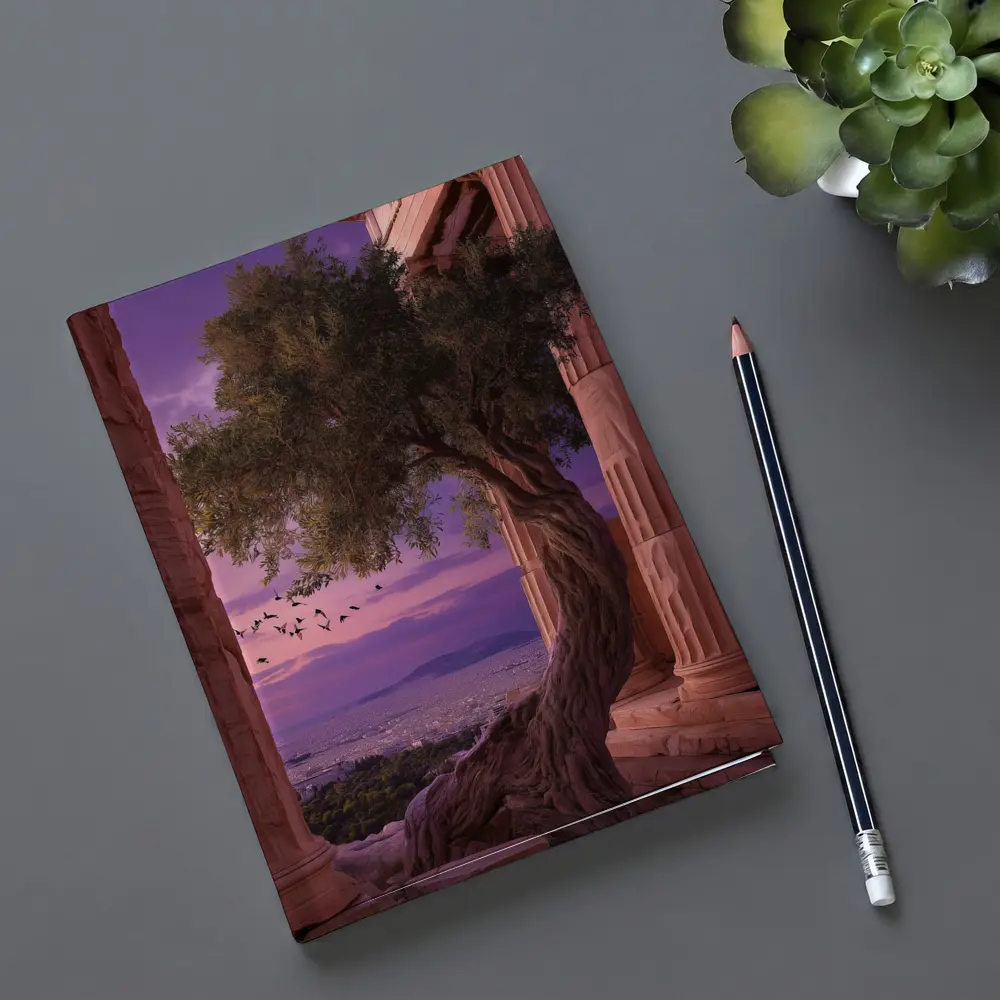 Ancient Greek Temple Olive Tree Purple Sky – Notebooks