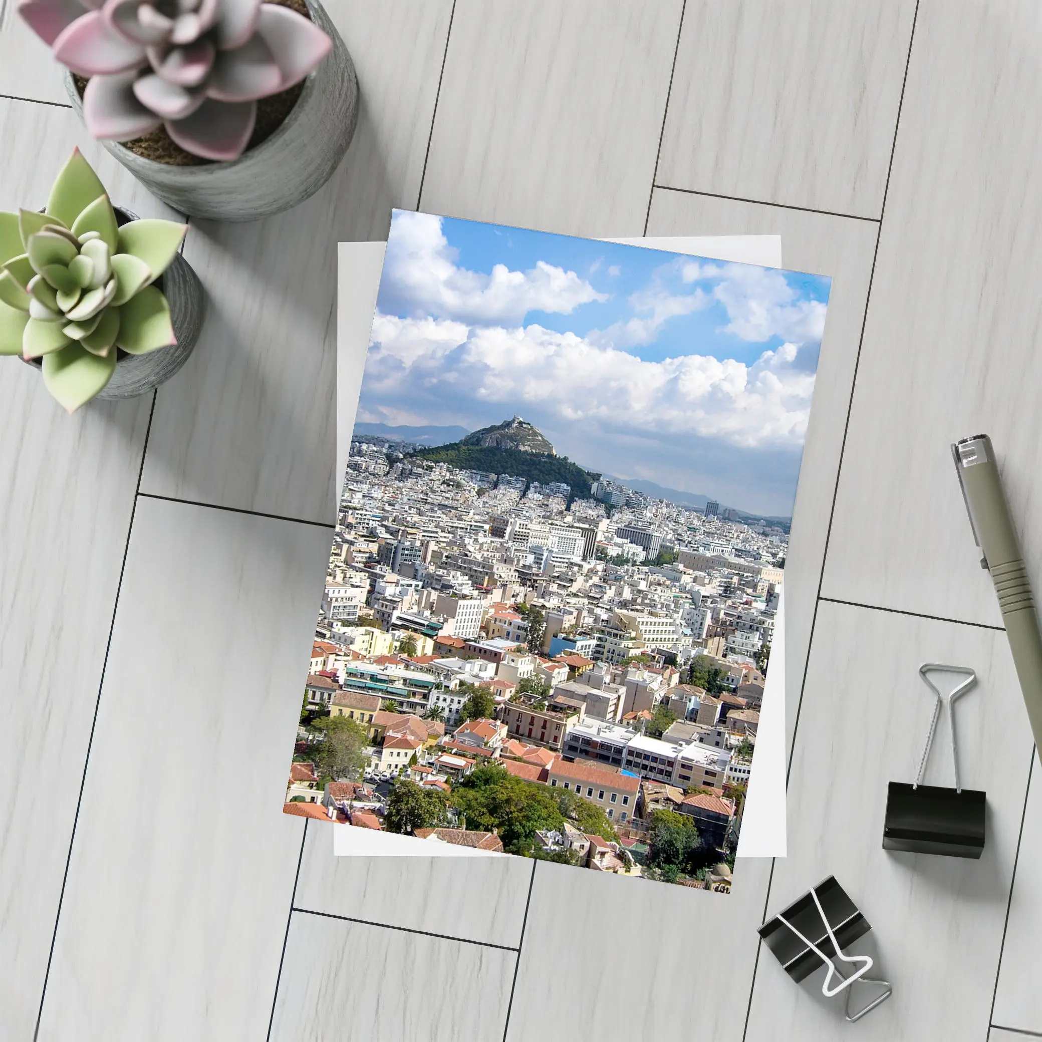 Athens Greece City Skyline Lycabettus Hill View – Postcards