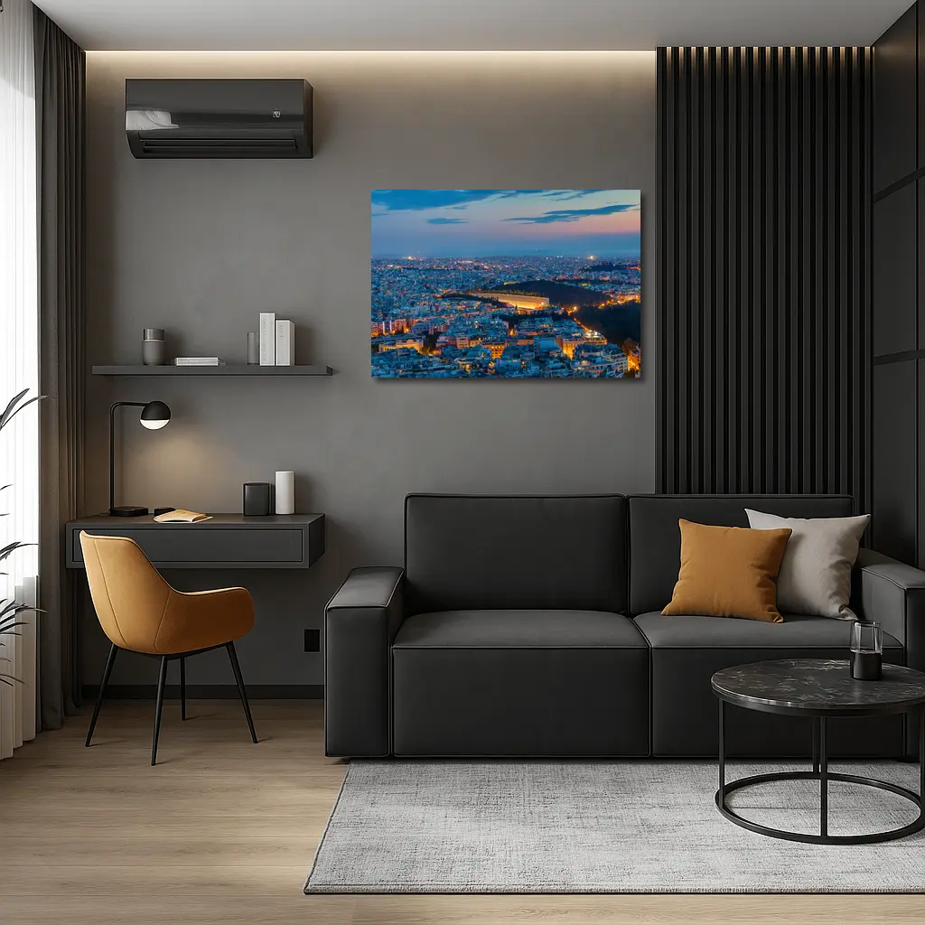 Athens Greece City Lights At Night – Wall Art