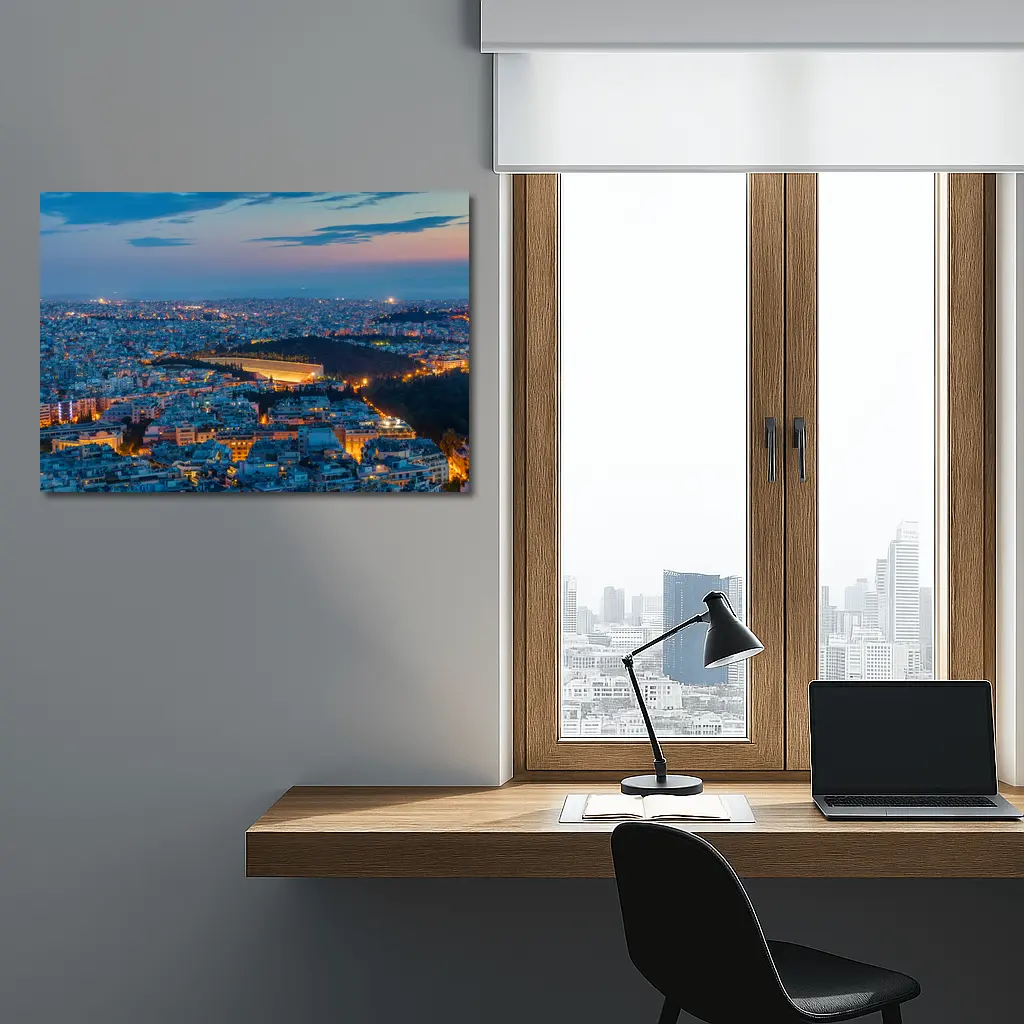 Athens Greece City Lights At Night – Wall Art