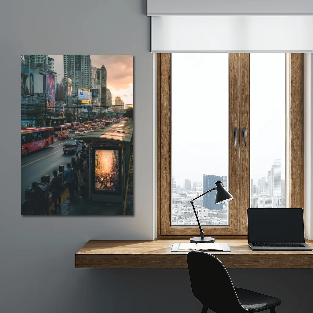 Bangkok Street Traffic Skyline Sunset City – Wall Art