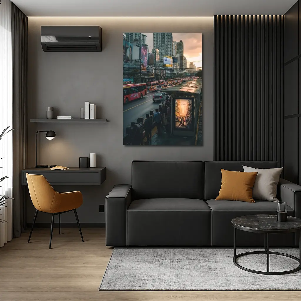 Bangkok Street Traffic Skyline Sunset City – Wall Art