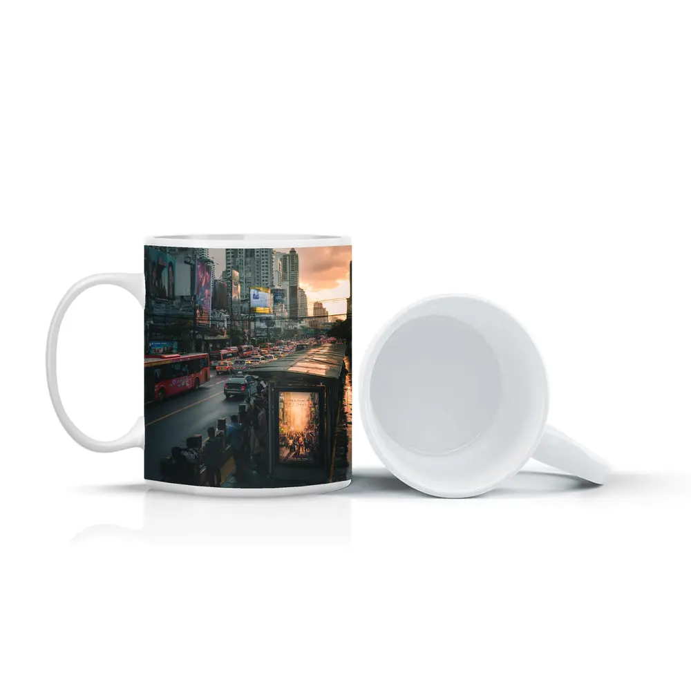 Bangkok Street Traffic Skyline Sunset City – Mugs