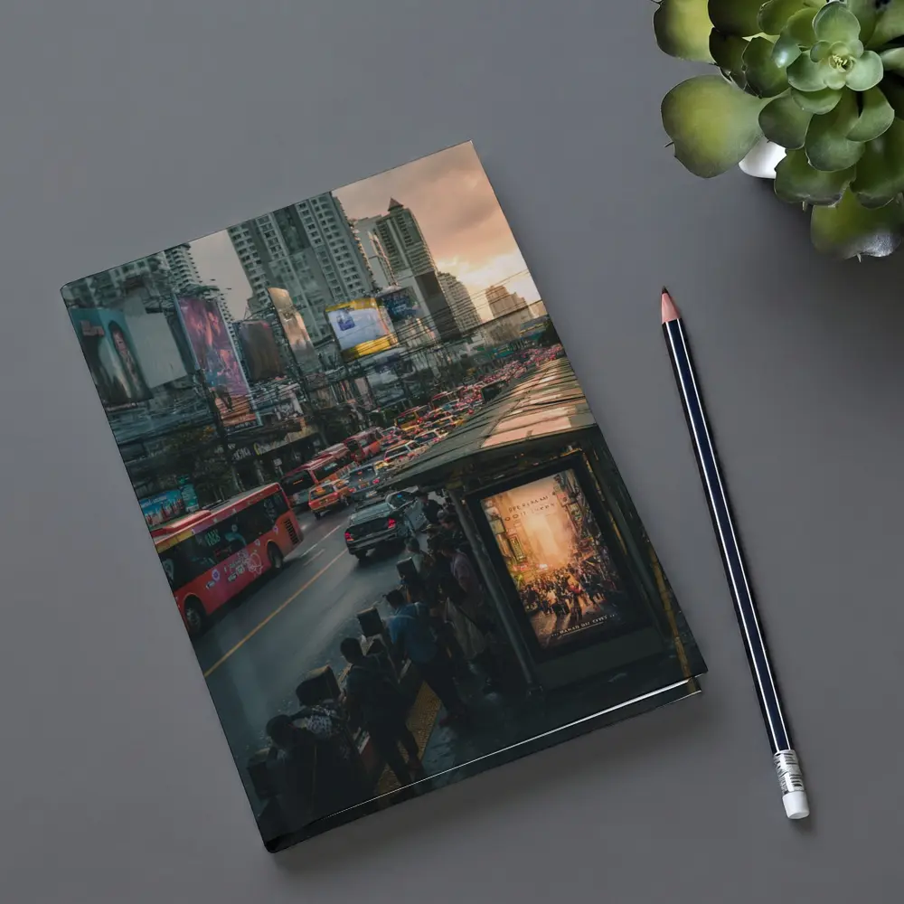 Bangkok Street Traffic Skyline Sunset City – Notebooks