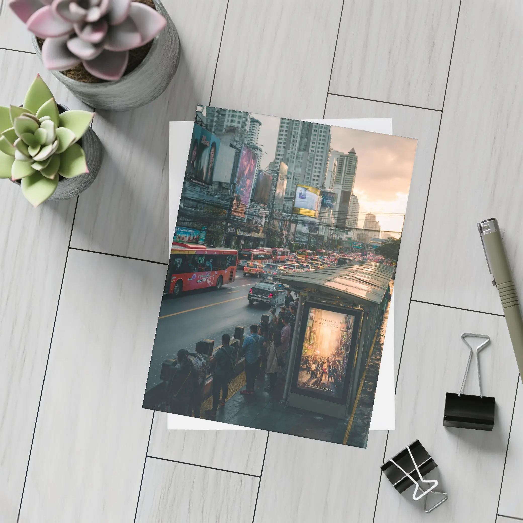 Bangkok Street Traffic Skyline Sunset City – Postcards