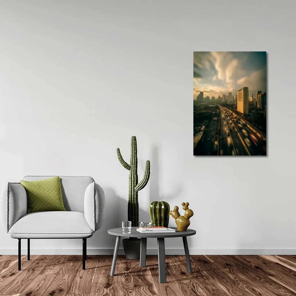 Bangkok Highway Skyline Rush Hour Aerial View – Wall Art