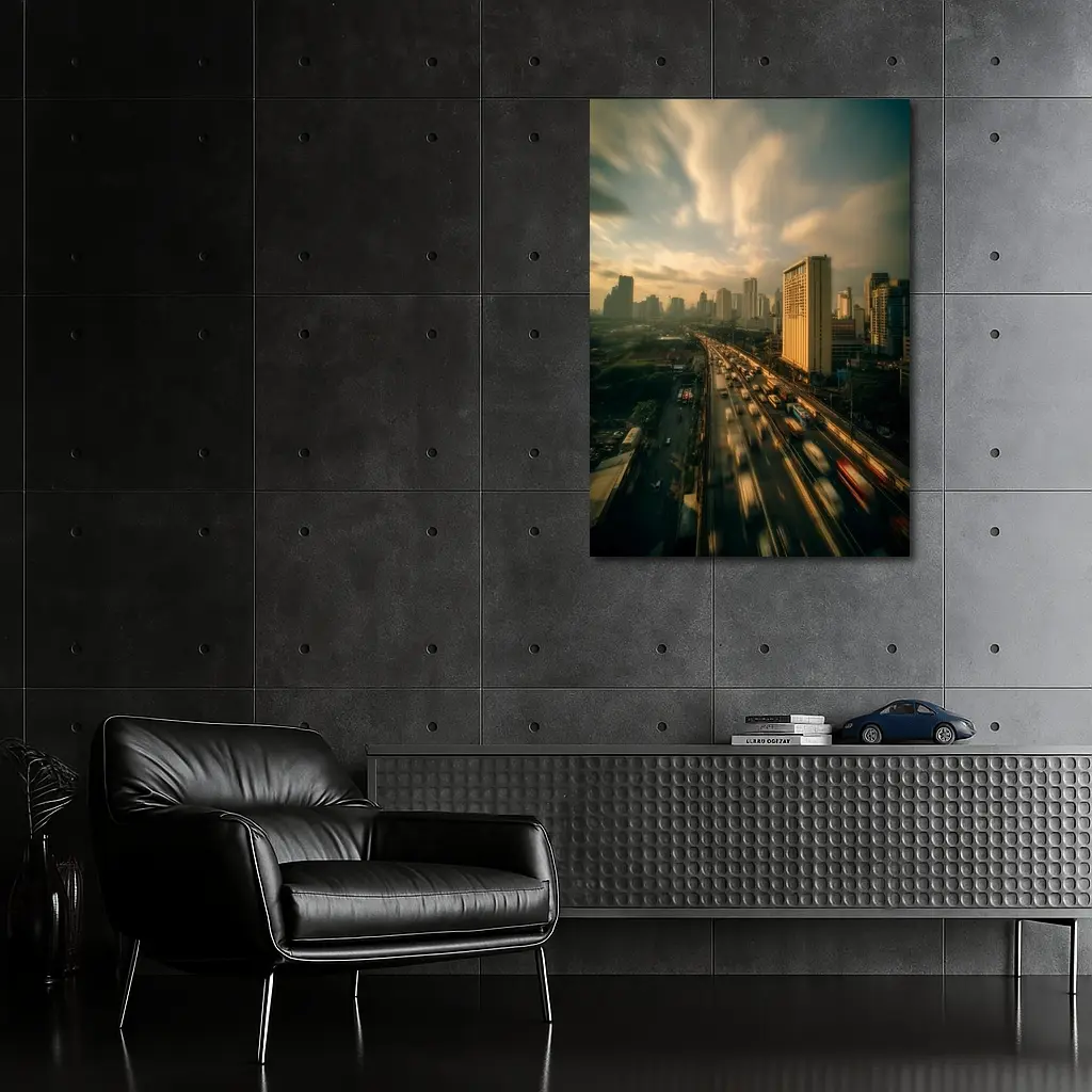 Bangkok Highway Skyline Rush Hour Aerial View – Wall Art