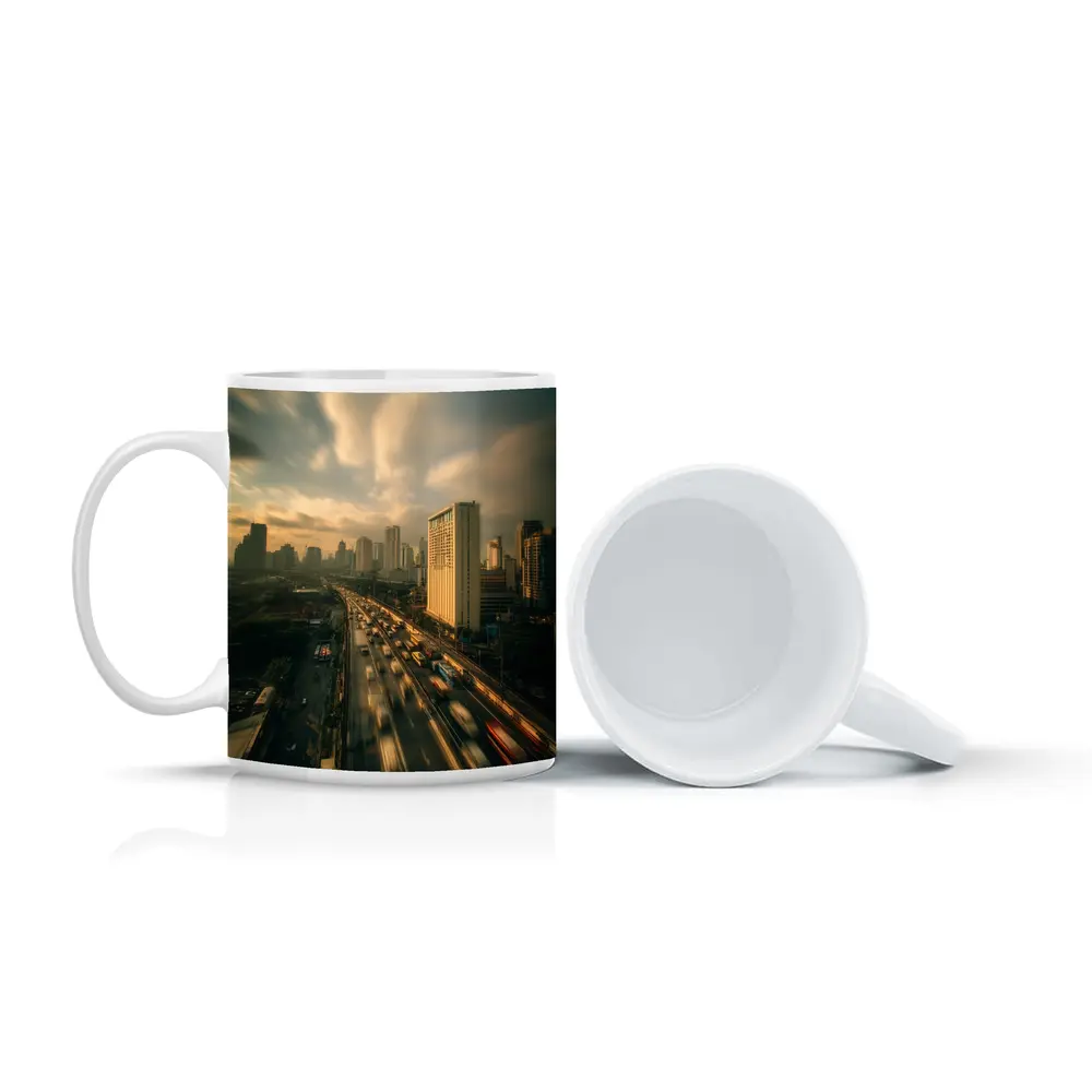Bangkok Highway Skyline Rush Hour Aerial View – Mugs