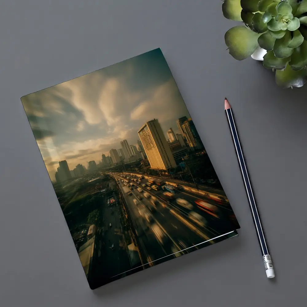 Bangkok Highway Skyline Rush Hour Aerial View – Notebooks