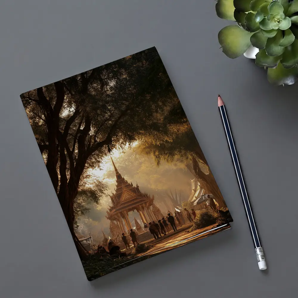 Thai Temple Golden Light Forest Path – Notebooks