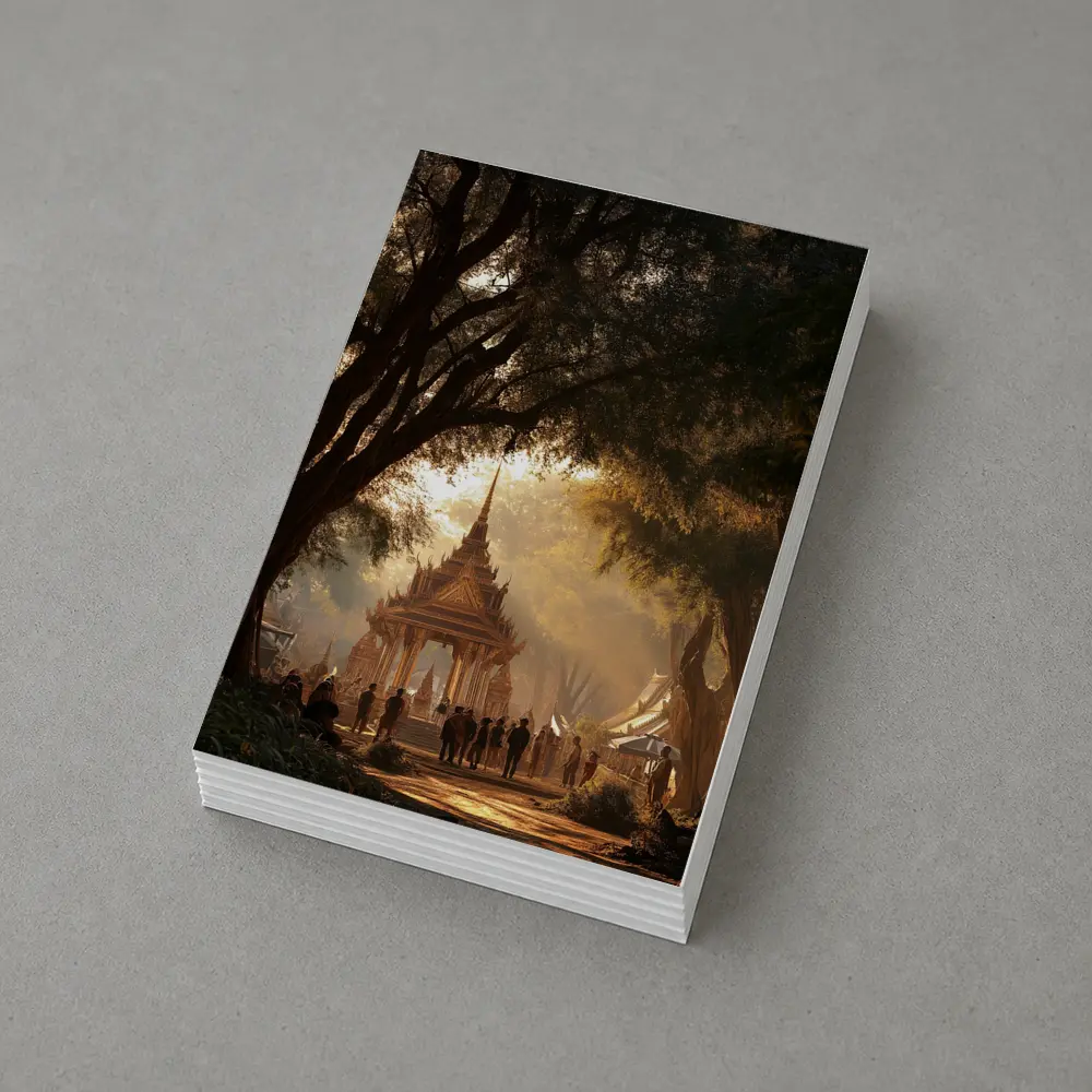 Thai Temple Golden Light Forest Path – Postcards