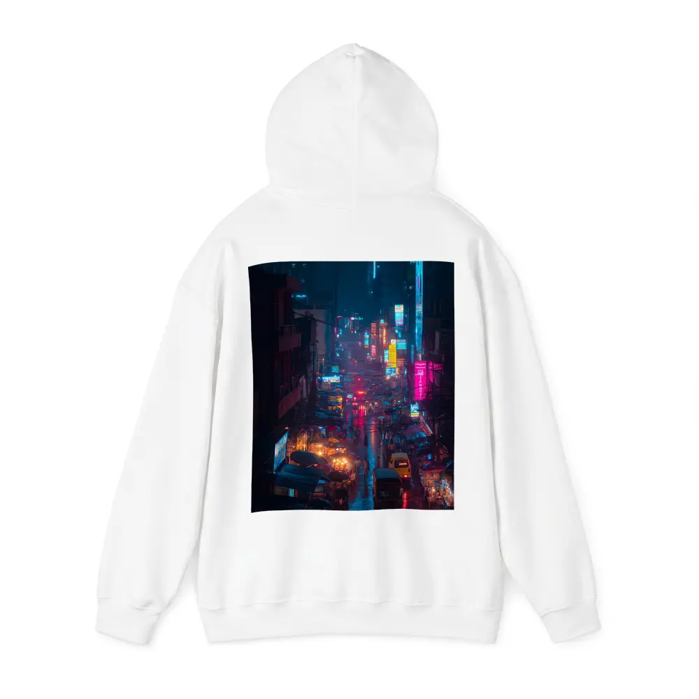 Neon Rainy City Street Night Scene – Hoodies