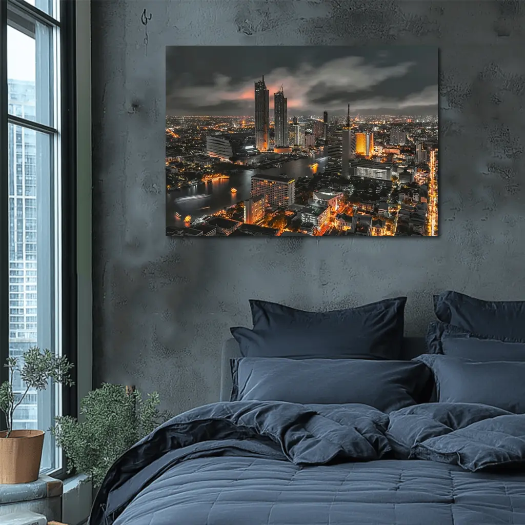 Bangkok Thailand City Skyline At Night – Wall Art